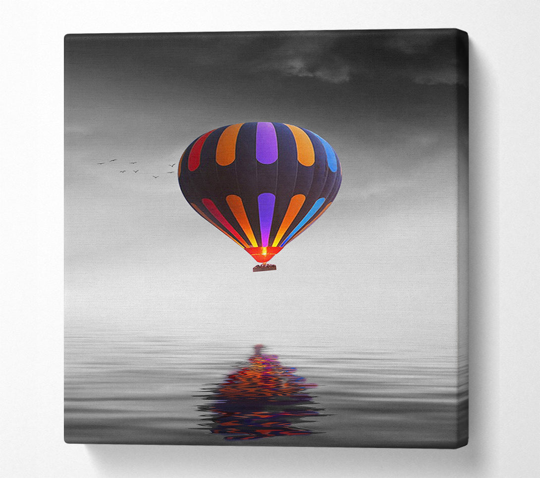  A Canvas Print of Hot Air Balloon Over A Grey Sea Canvas Print