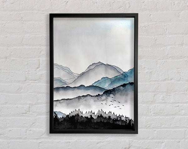 Inky Mountains Framed Print