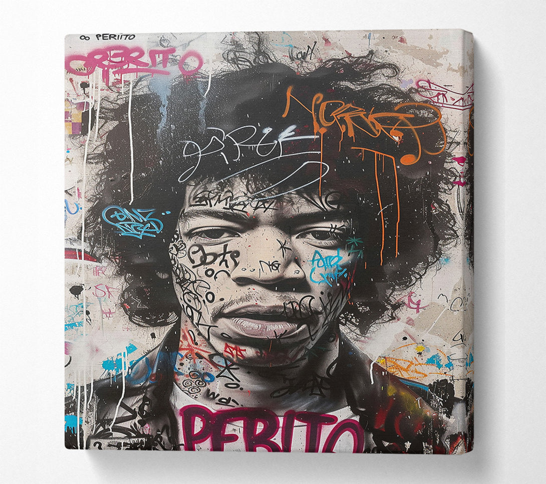  A Canvas Print of Jimi Graffiti Canvas Wall Art