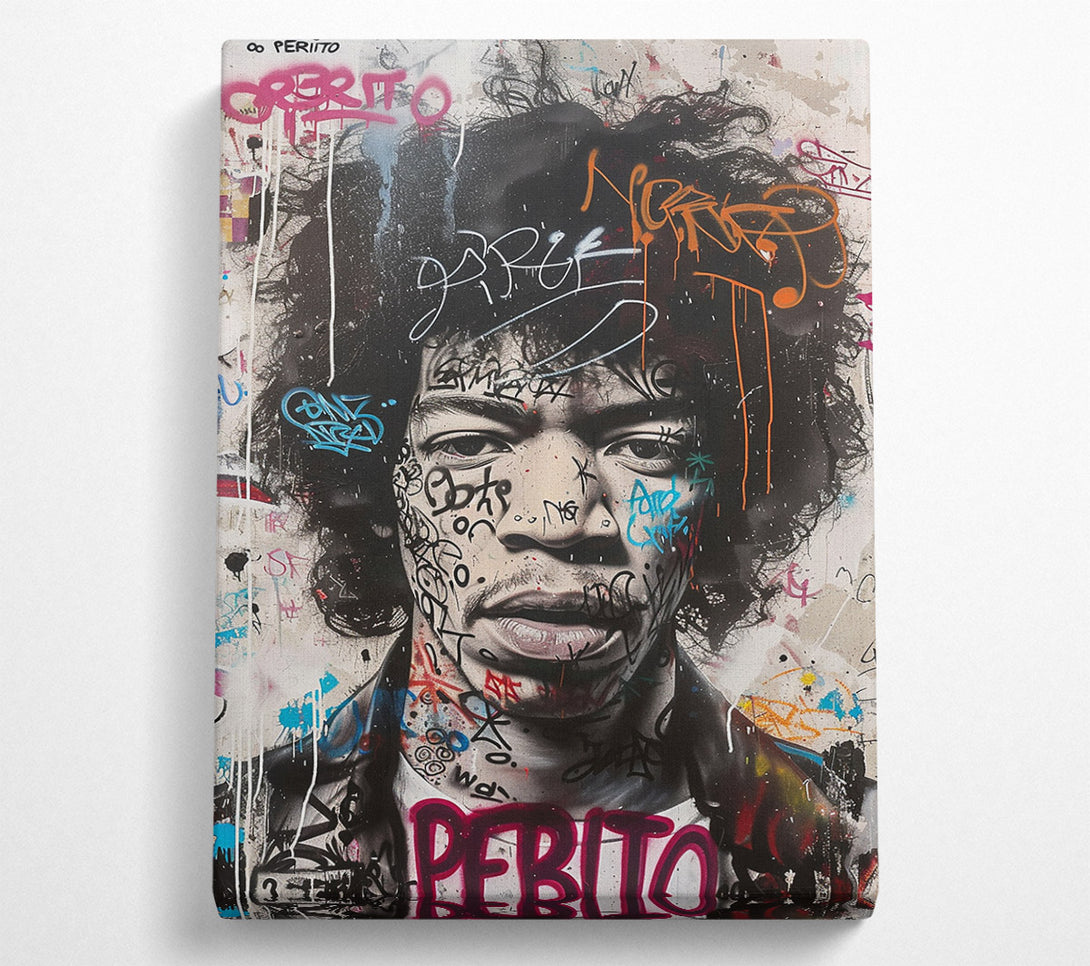  A Canvas Print of Jimi Graffiti Canvas Wall Art