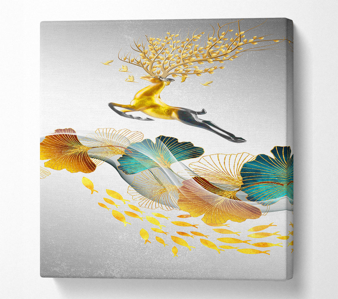  A Canvas Print of Jumping Deer Canvas Art