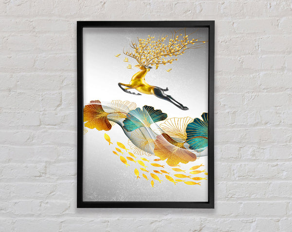 Jumping Deer Framed Print