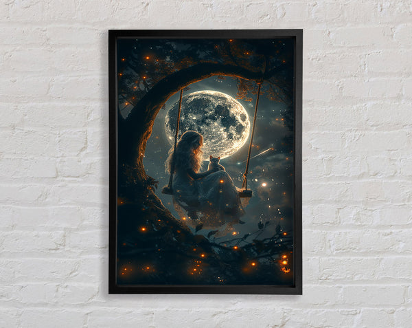 Kitten On A Swing Framed Print