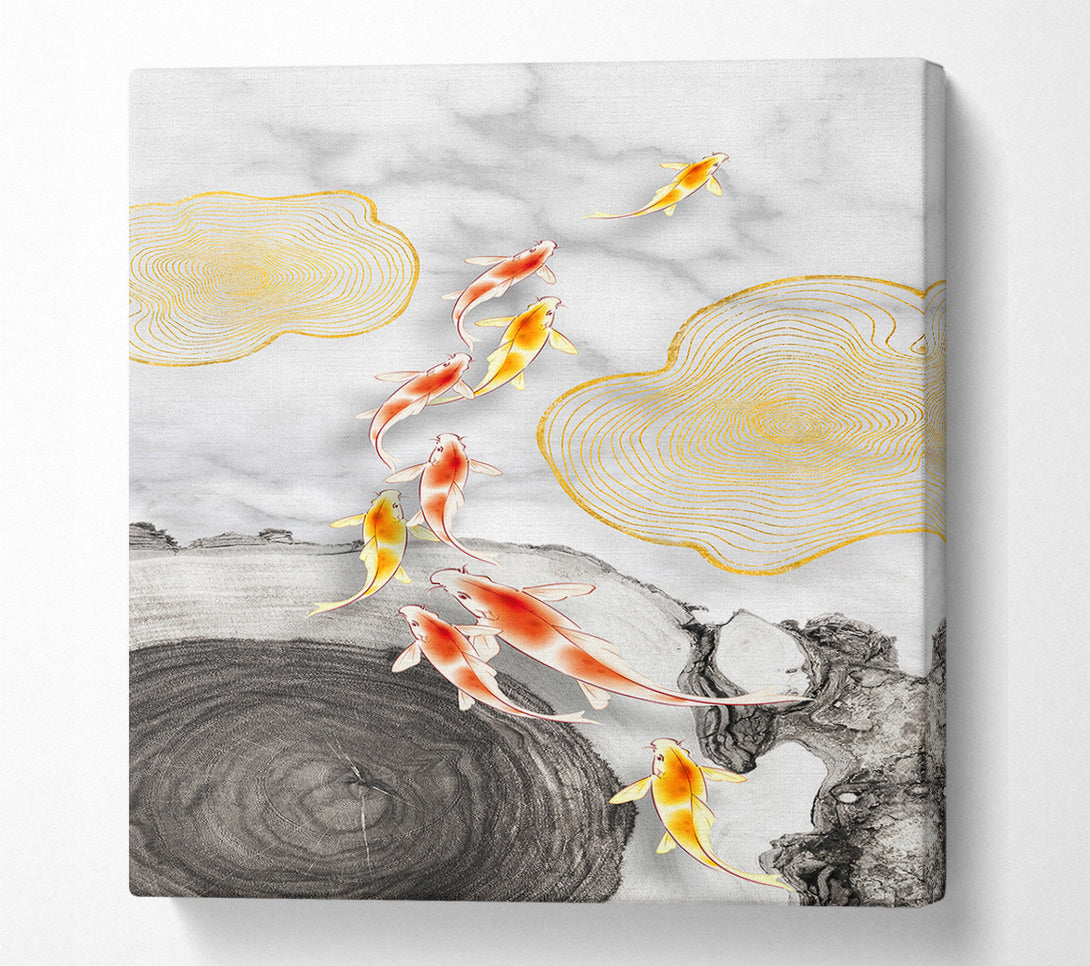 A Canvas Print of Koi Fish  Abstract Shapes Canvas Print