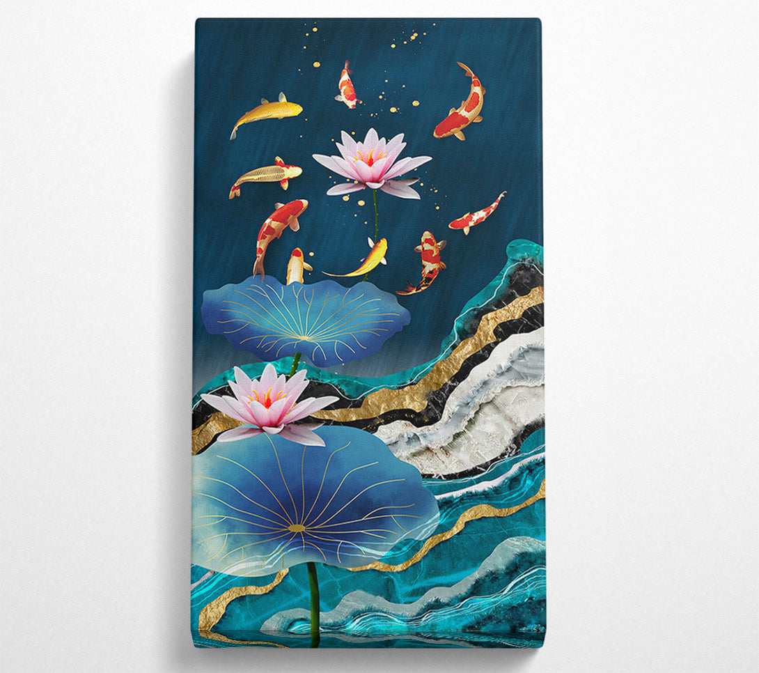  A Canvas Print of Koi Fish  Flowers Underwater Canvas Art