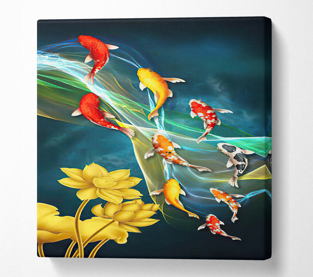  A Canvas Print of Koi Stream Pond Canvas Art