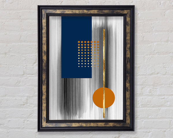 Lines Abstract With Blue Framed Print