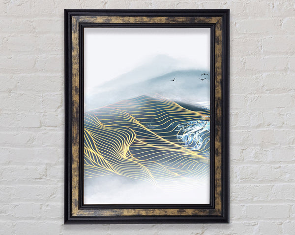 Lines Of Gold Mountin Framed Print