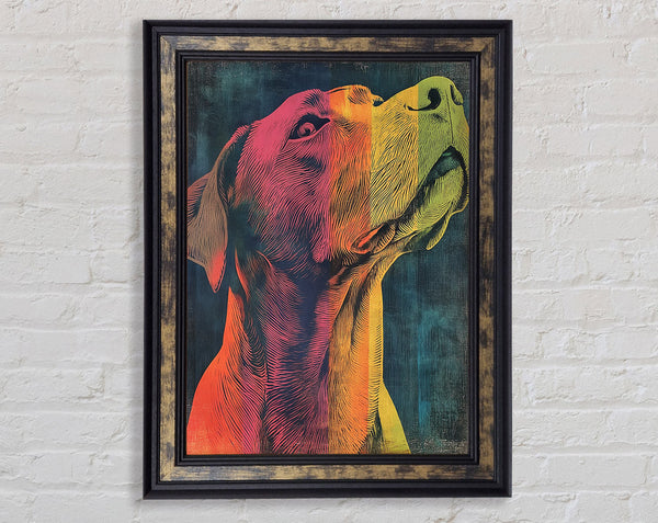 Lino Cut Line Dog Framed Print