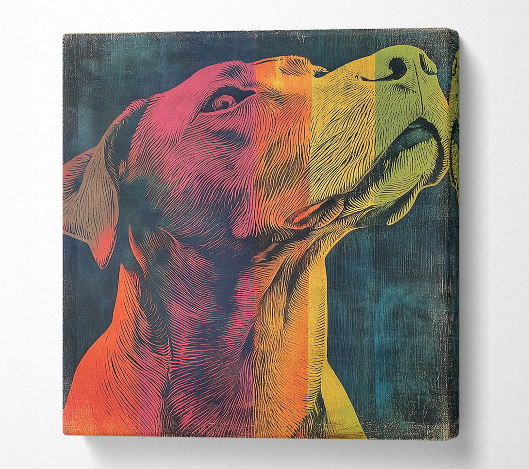  A Canvas Print of Lino Cut Line Dog Canvas Art