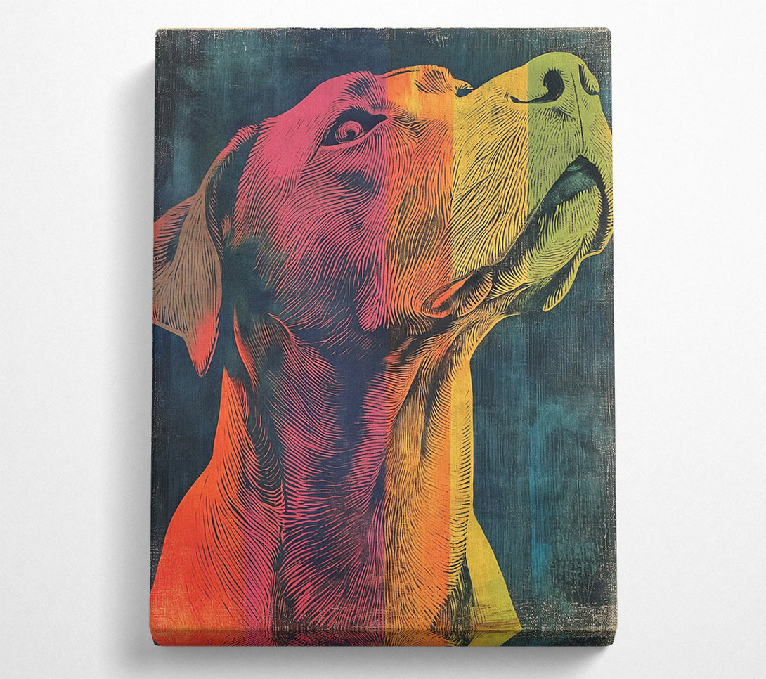  A Canvas Print of Lino Cut Line Dog Canvas Art