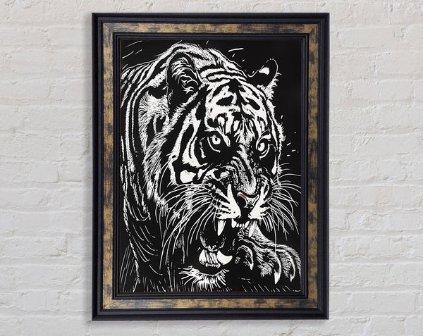 Lino Tiger Print Framed Print