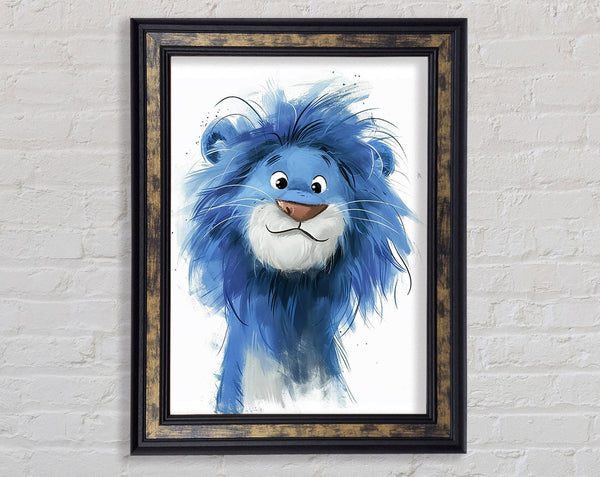 Lion Blue Framed Print