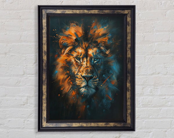 Lion Colour Explosion Framed Print