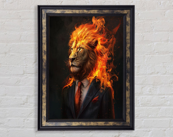 Lion Fire Hair Framed Print