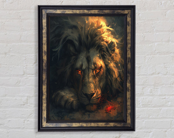 Lion Napping Framed Print