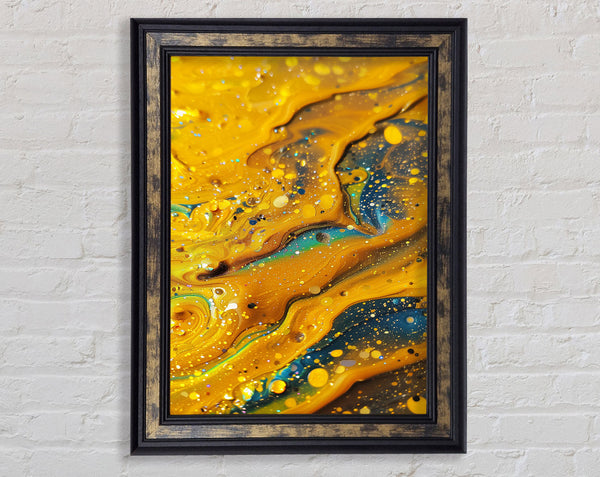 Liquid Glitter Yellow Framed Print