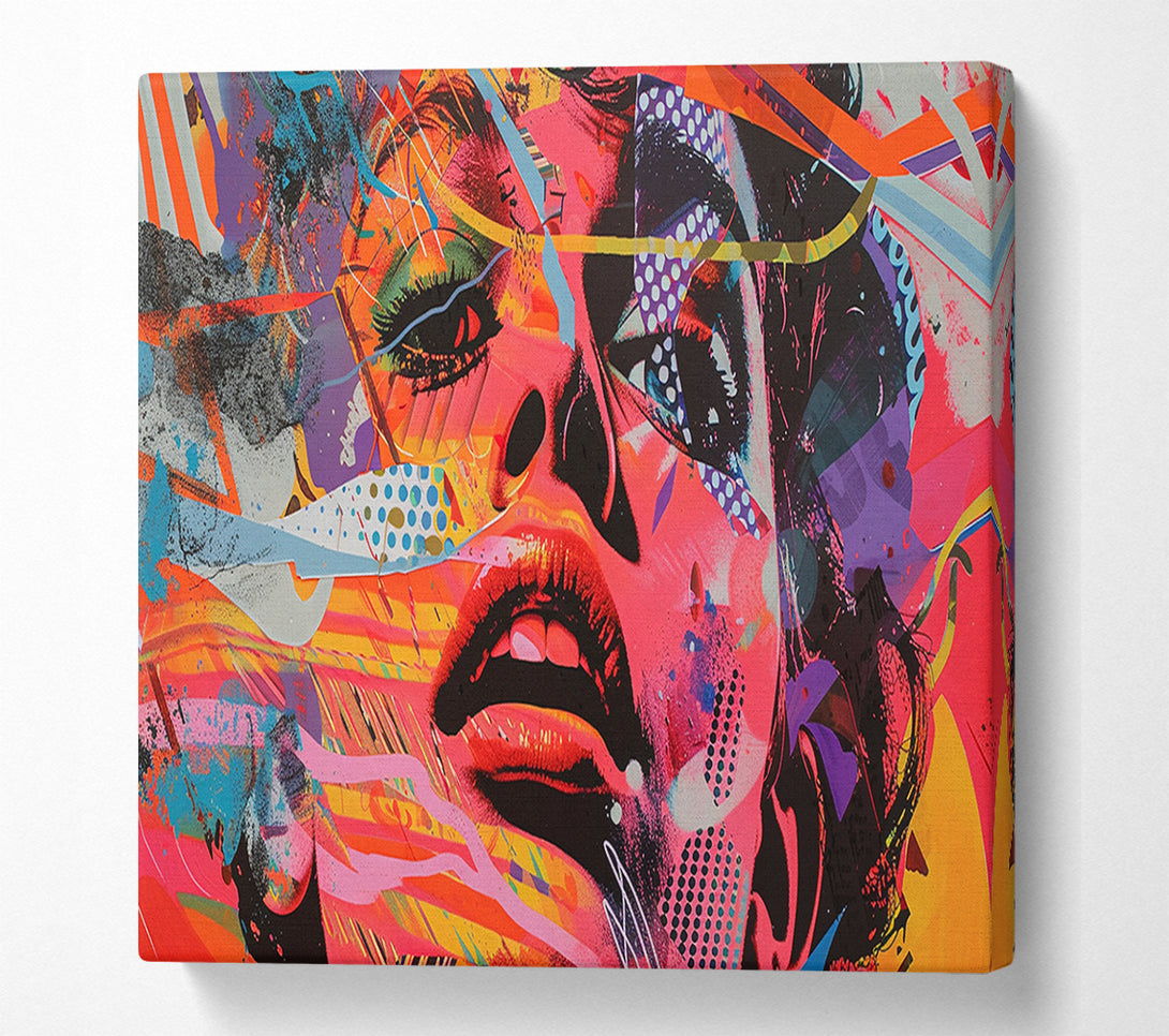  A Canvas Print of Lithograph Collage Woman Canvas Art