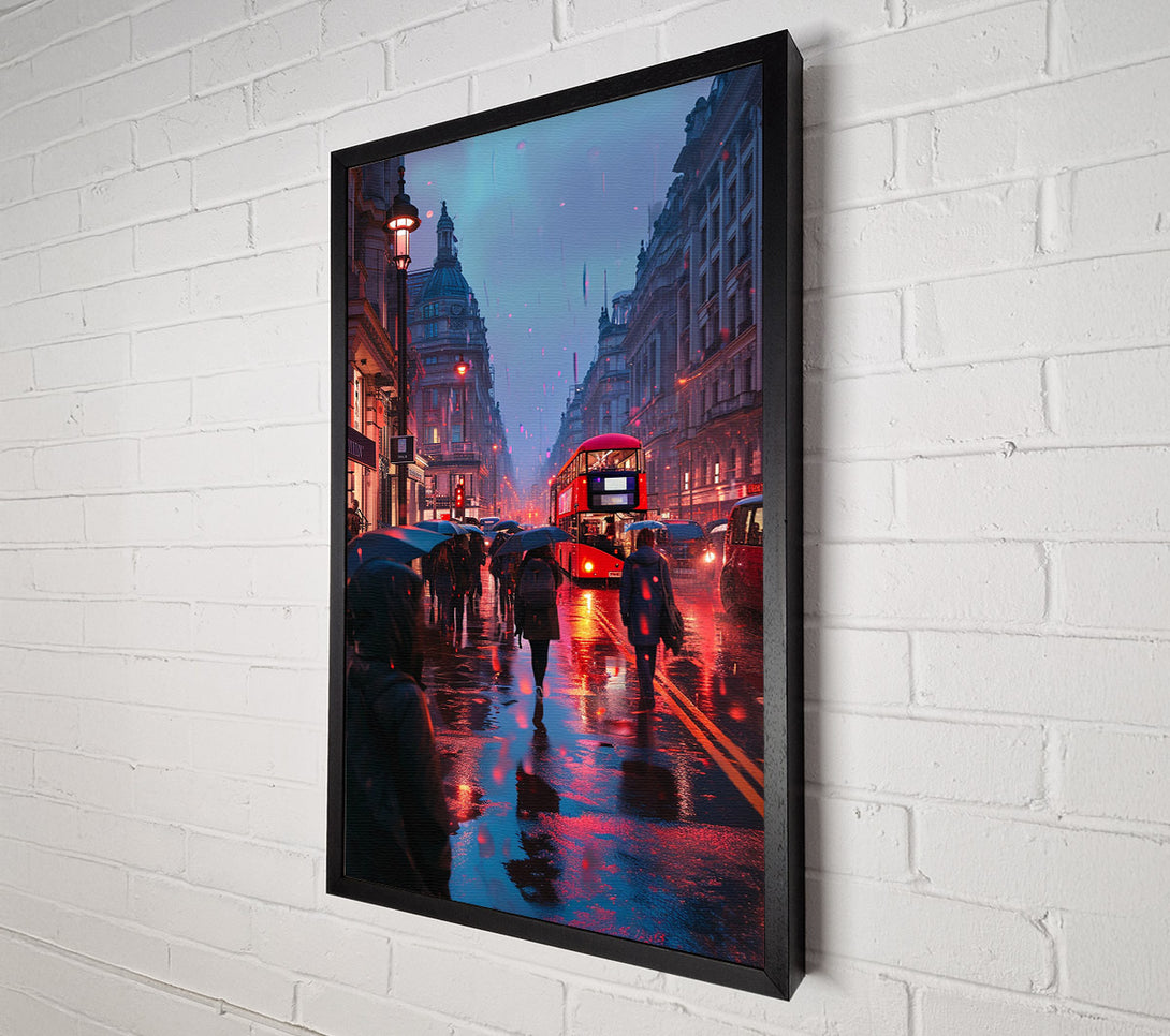 A Canvas Print of London Bus At Dusk Canvas Wall Art
