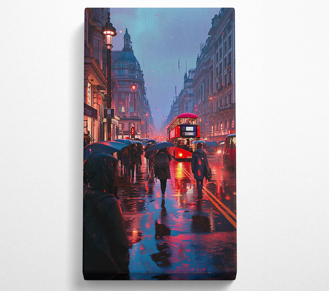  A Canvas Print of London Bus At Dusk Canvas Wall Art