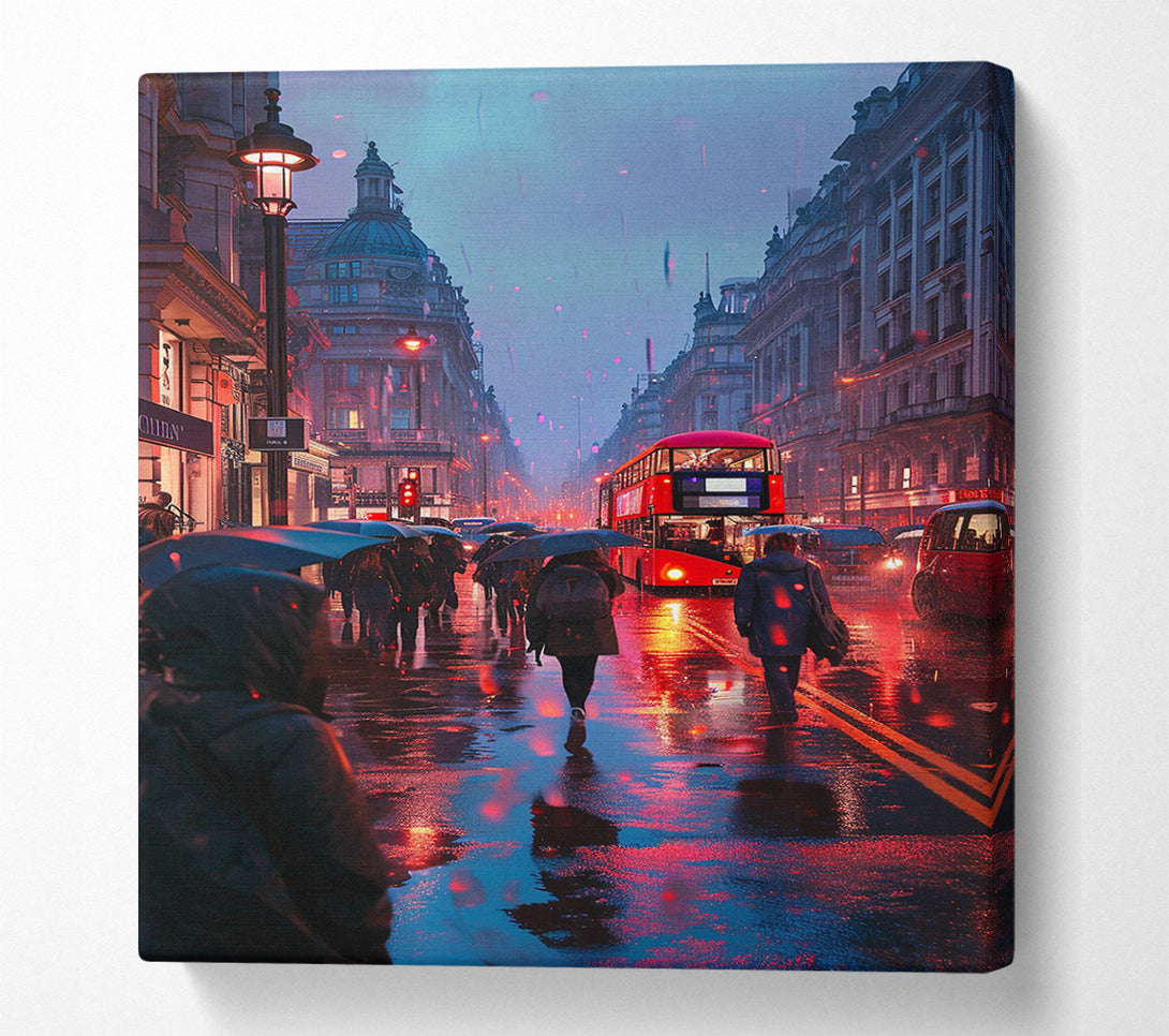  A Canvas Print of London Bus At Dusk Canvas Wall Art