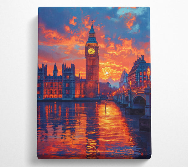  A Canvas Print of London City Skyline At Night Canvas Art