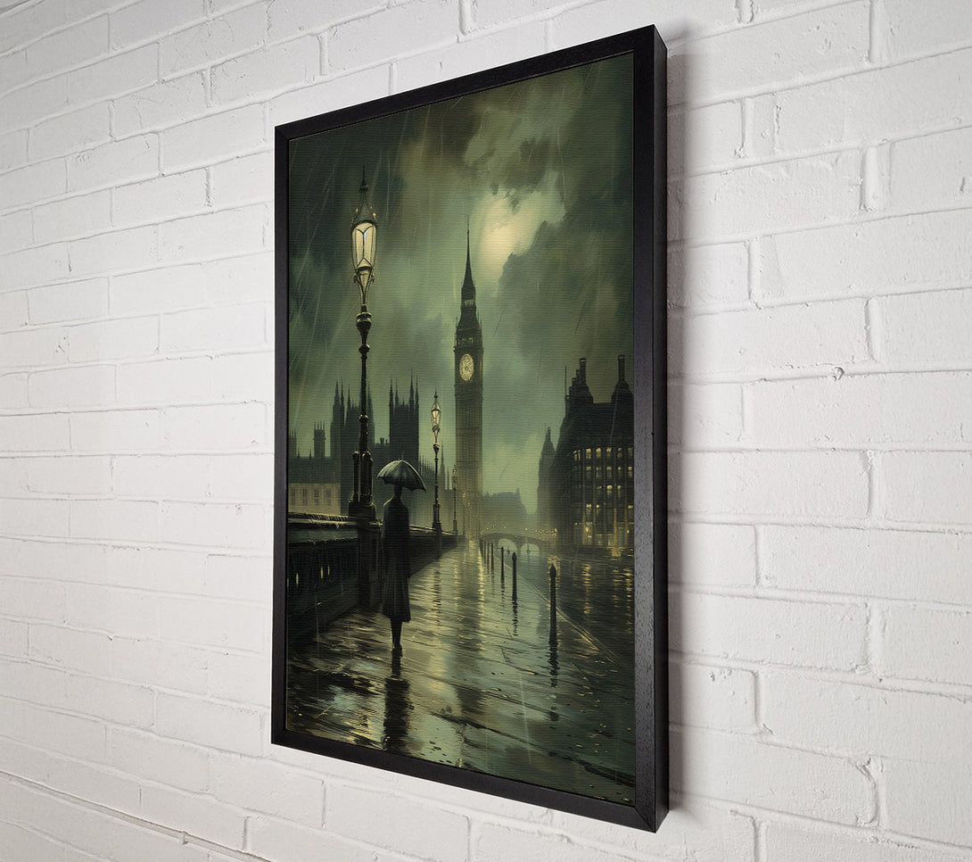  A Canvas Print of London Rain Gloomy Canvas Print