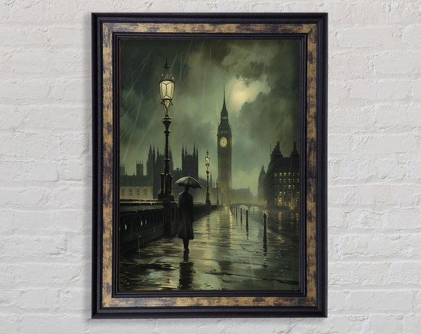London Rain Gloomy Framed Print