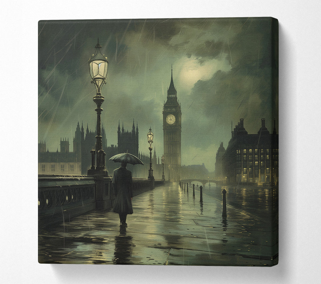  A Canvas Print of London Rain Gloomy Canvas Print