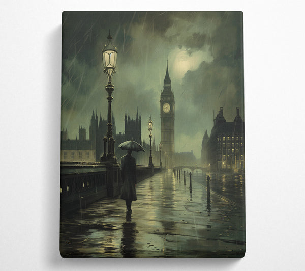  A Canvas Print of London Rain Gloomy Canvas Print