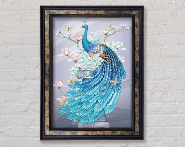 Majestic Blue Peacock Framed Print