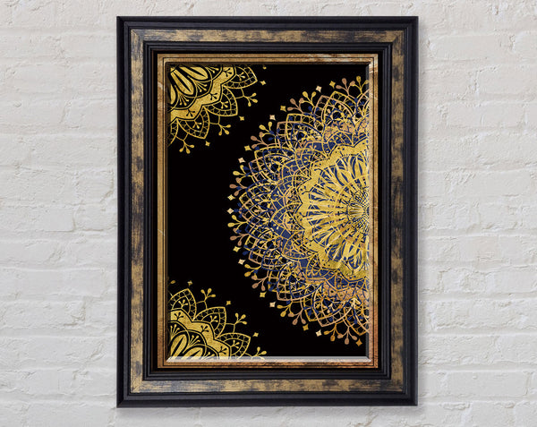 Mandala Pattern Gold Framed Print