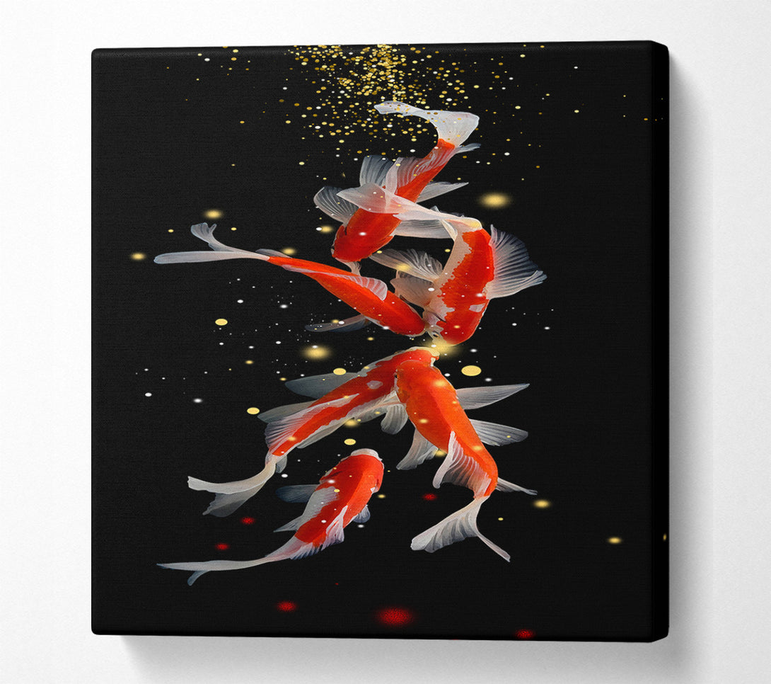  A Canvas Print of Midnight Black Koi Fish Canvas Print
