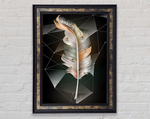 Minimalistic Feathe Cube Framed Print