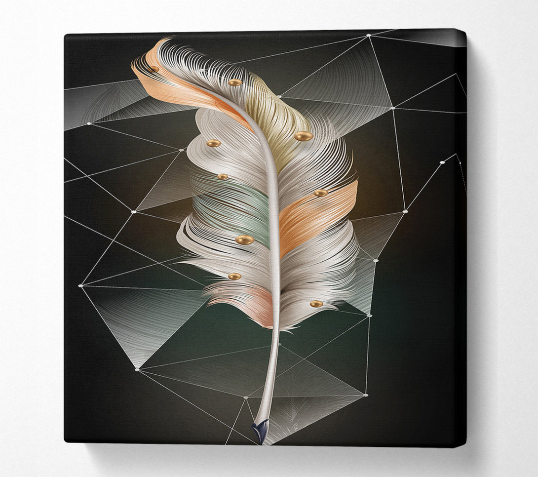  A Canvas Print of Minimalistic Feathe Cube Canvas Art