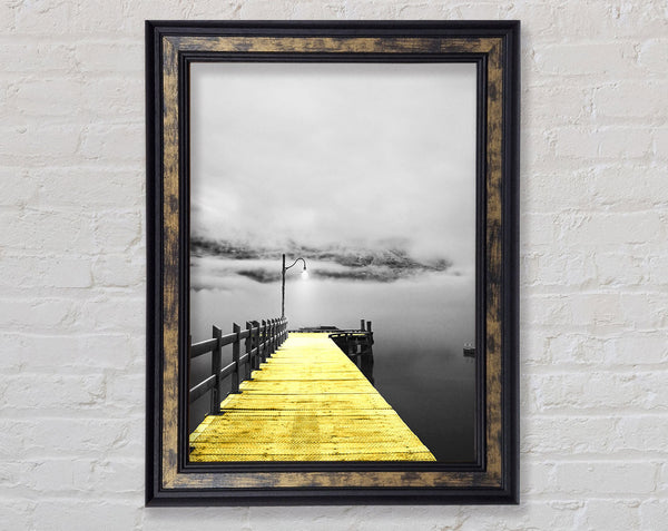 Misty Pier Framed Print