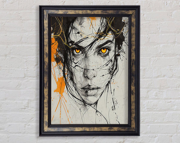Mix Ink And Orange Face Framed Print