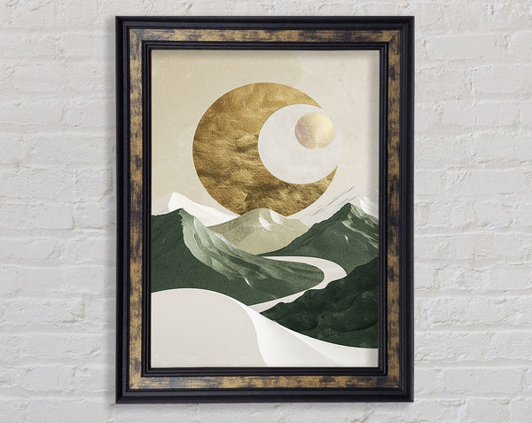 Moon Cresent Mountains Framed Print