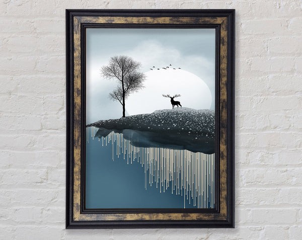 Moon Deer Framed Print