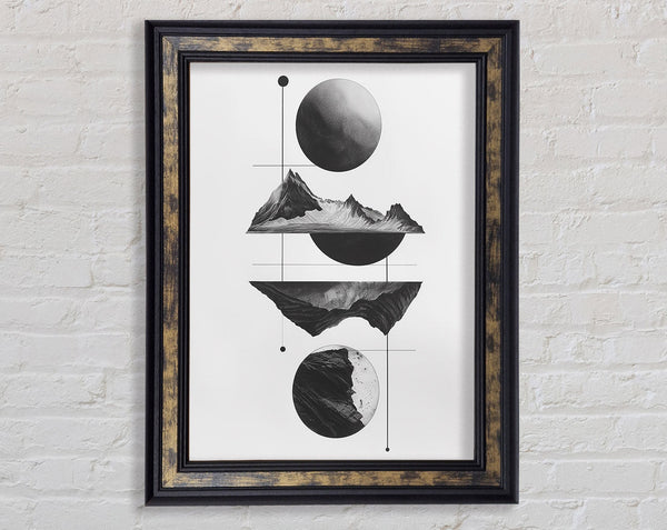 Moon Over The Mountain Mirror Framed Print