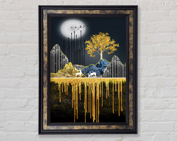 Moonlit Gold Tree Framed Print