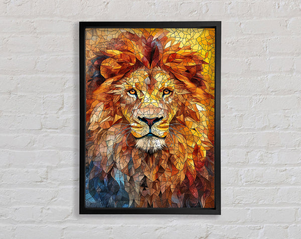 Mosaic Lion Fire Framed Print