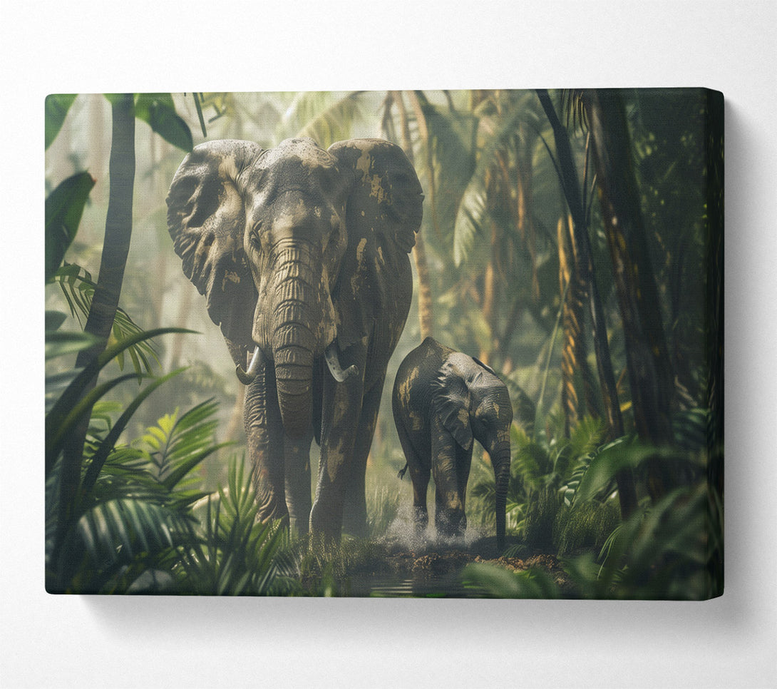  A Canvas Print of Mother And Baby Elephant Canvas Wall Art