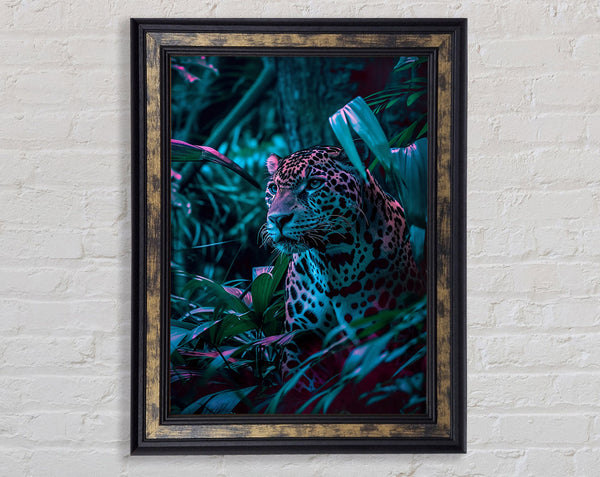 Neon Leopard Greens Framed Print