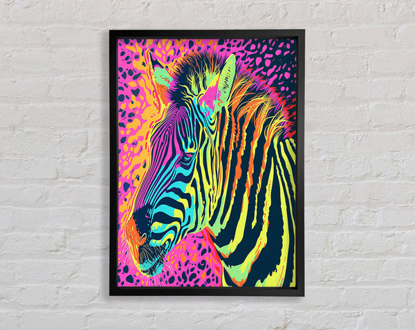 Neon Zebra Framed Print