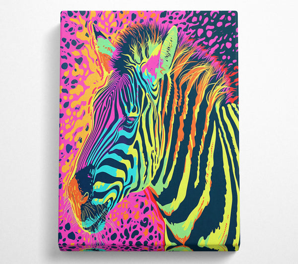  A Canvas Print of Neon Zebra Canvas Print