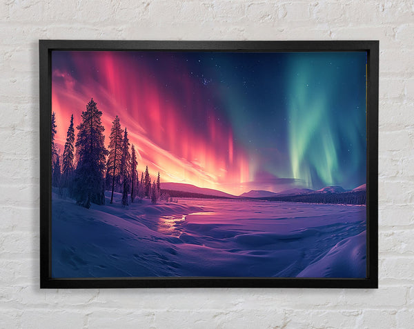 Northern Lights Purple And Green Framed Print