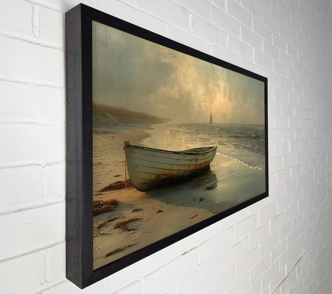  A Canvas Print of Old Wooden Boat Beach Canvas Wall Art