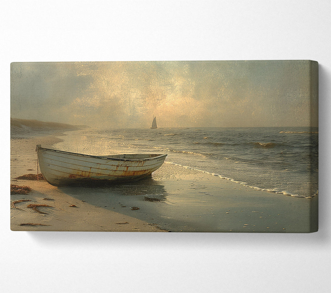  A Canvas Print of Old Wooden Boat Beach Canvas Wall Art