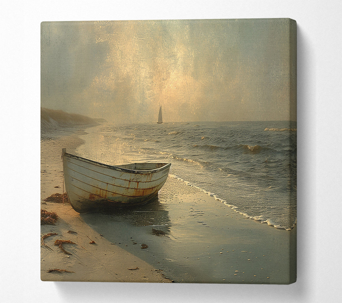  A Canvas Print of Old Wooden Boat Beach Canvas Wall Art
